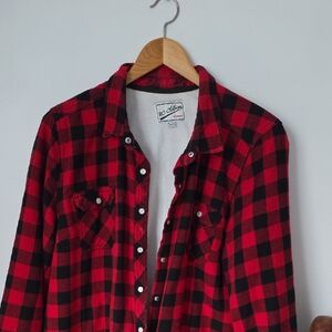 Plaid Button Down Shirt - Red and Black